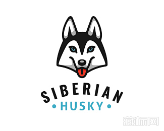 siberianhusky哈士奇头像logo设计