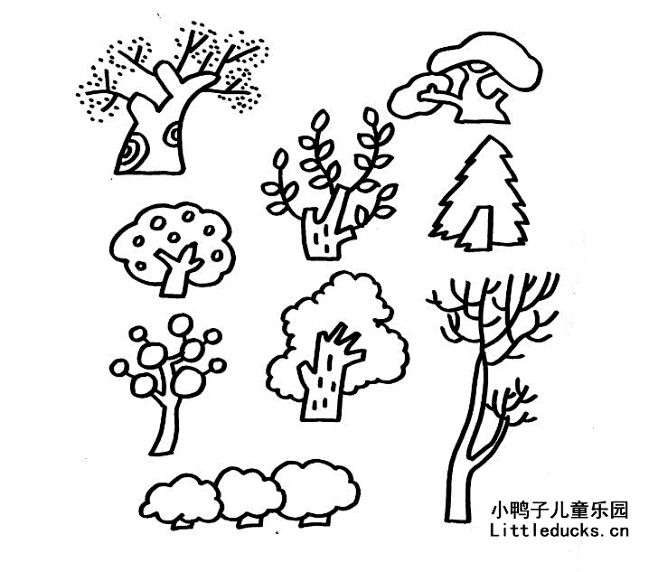 简笔画大树小树