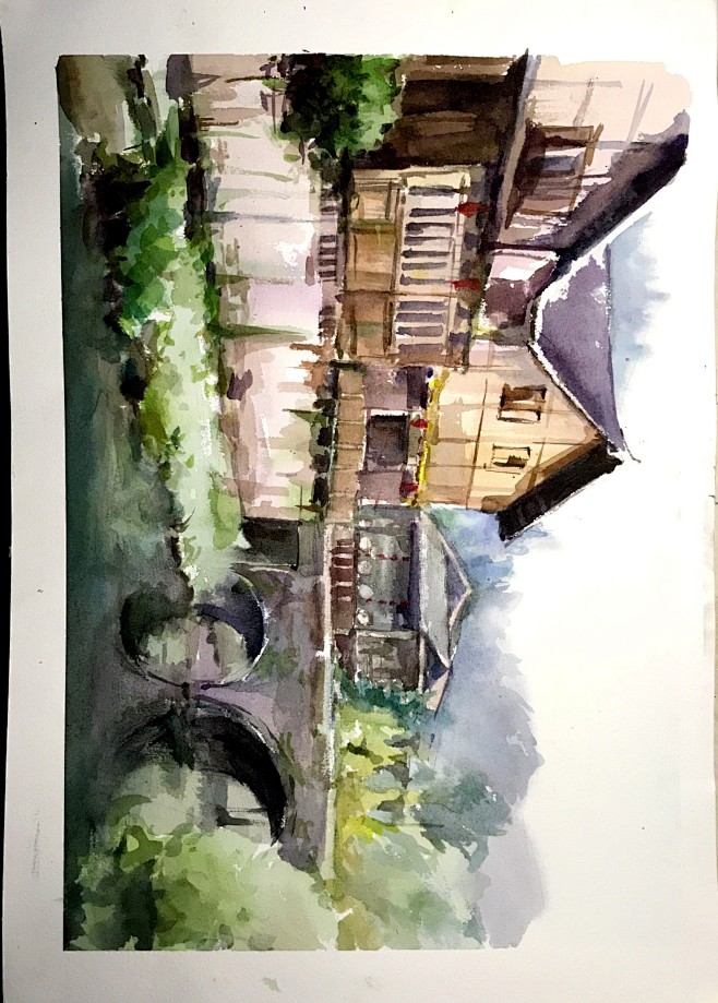 水彩写生风景建筑