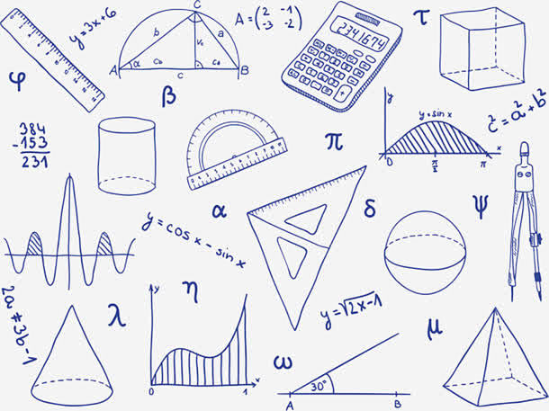卡通蓝色数学工具公式函数曲线