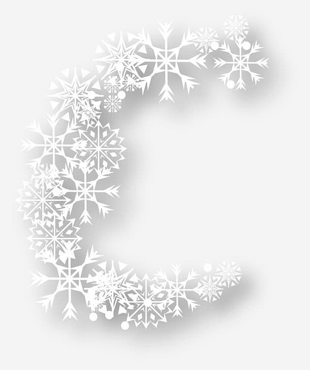 创意卡通装饰英文字母雪花字母c高清素材.