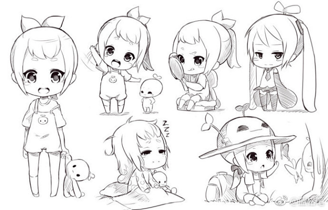 来自马来西亚插画师fukaenrique的q版人物线稿可爱的动漫人物你认出了