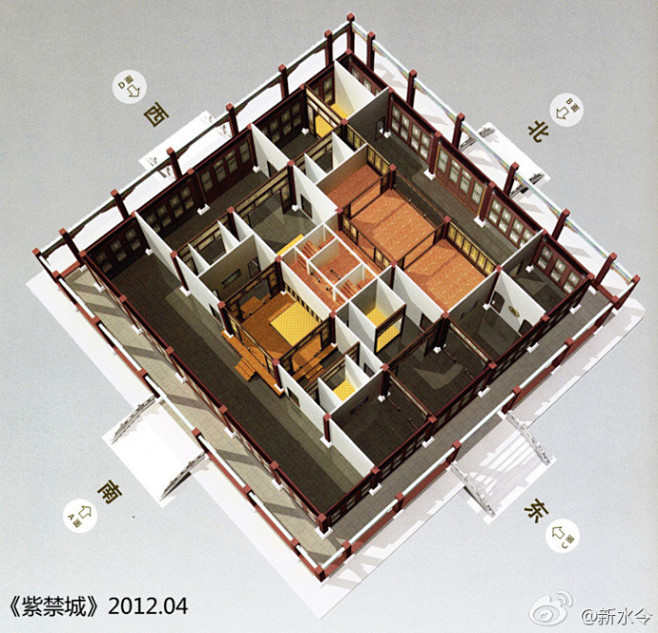 com 故宫符望阁一层(有仙楼部分为仙楼二层)透视图,平面上有点隋代