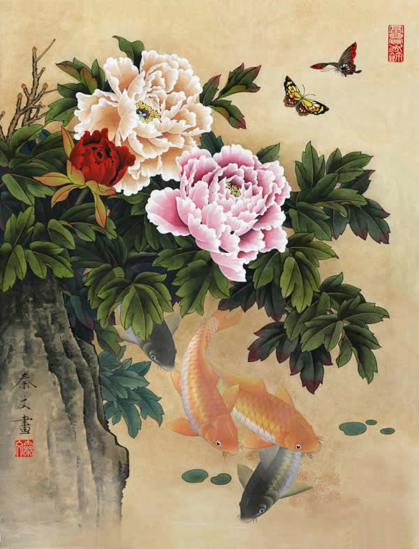 国画秦文的工笔画吉祥牡丹系列长篇视觉百度空间