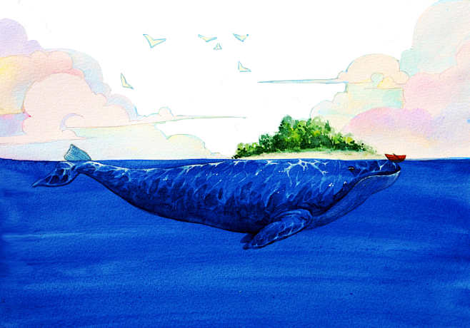 com 飞在空中的鲸鱼-chenyuxia_天空,鲸_涂鸦王国插画 7 1 poocg.