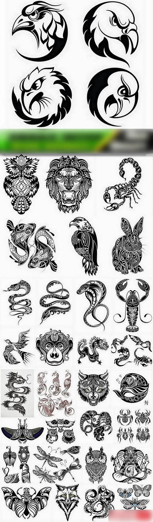 抽象的动物纹身图腾图案eps矢量图设计素材31p2016012226淘宝网