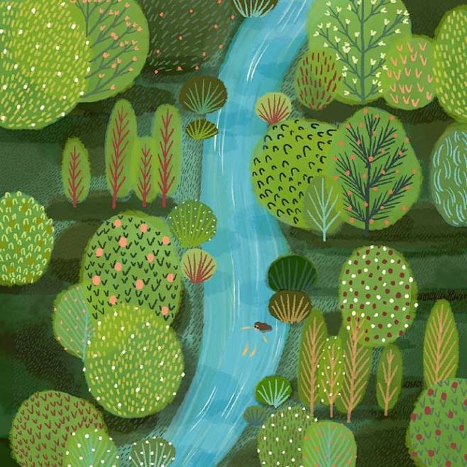 com #植物与春天# 在森林里~丨插画师 jane newland 作品 weibo.com