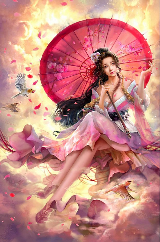 手绘古风人物系列---粉,红