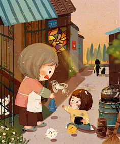 绘-奶奶外婆插画(手绘)