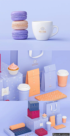 com 包装设计灵感 马卡龙甜品包装盒 甜食vi设计 紫色创意甜筒品牌