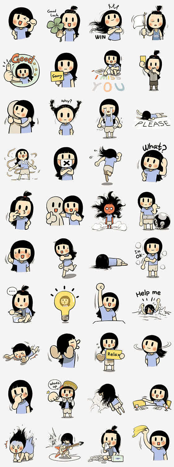 蓝群小女孩卡通表情合集