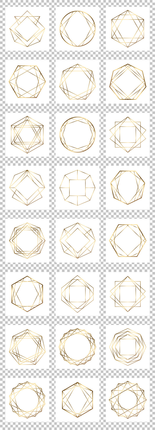 高清创意金色几何图形边框免抠png素材