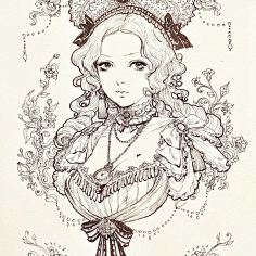 洛丽塔-花瓣网|陪你做生活的设计师 主洛可可原画线稿绘画-淘宝网