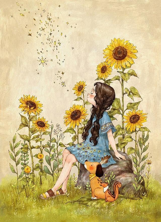 韩国插画家aeppol的森林女孩日记系列插画