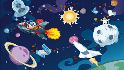 太空-花瓣网|陪你做生活的设计师 | 科幻电脑画太空探索儿童画绘画