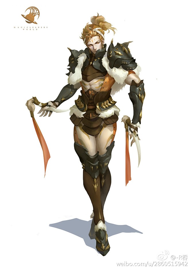 曼奇立德欧美风原画立绘角色原画铠甲刺客