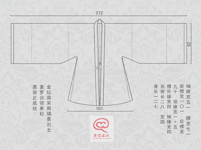 com 【宋】男装褙子(对襟长衫),慕容正成绘制,来自汉服制作研习吧.