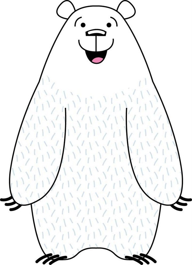 正面站立的可爱卡通北极熊简笔画