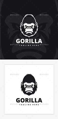 清晨先生采集到卡通形象 大猩猩的标志——动物标志模板gorilla logo