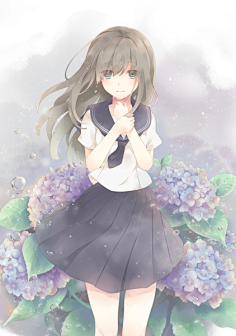 net夏の雨に濡れて香る紫陽花1042别致的七采集到动漫——紫阳花采集