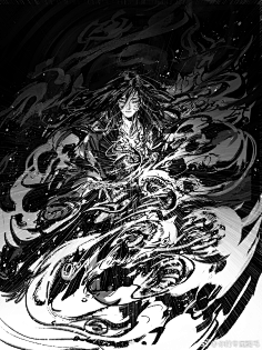 插画墨洒青山
