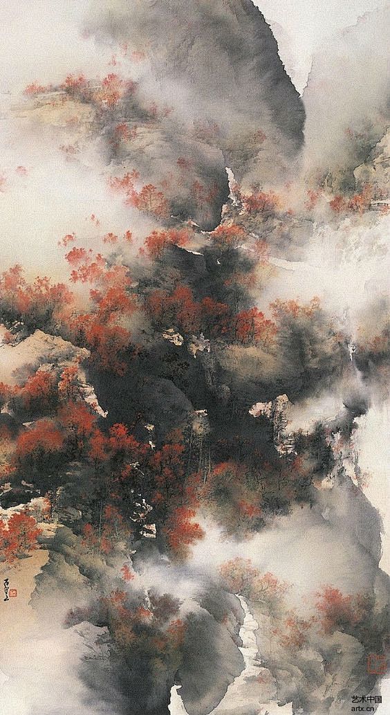 何百里泼彩山水画精选