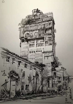 手有余香采集到建筑速写