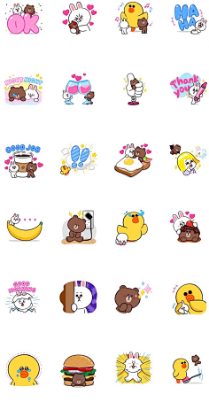 【动态】24款粉嫩篇 linefriends 布朗熊 可妮兔 line微信表情包