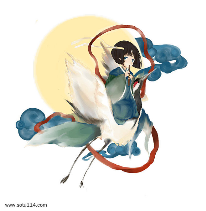 仙女中国风仙鹤