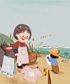 绘-奶奶外婆插画(手绘)