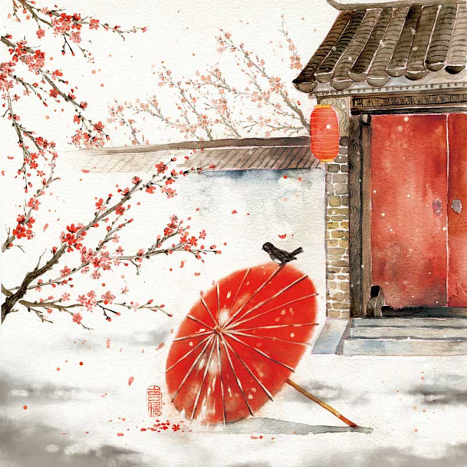 古风背景-花瓣网|陪你做生活的设计师 | 桃花 水彩