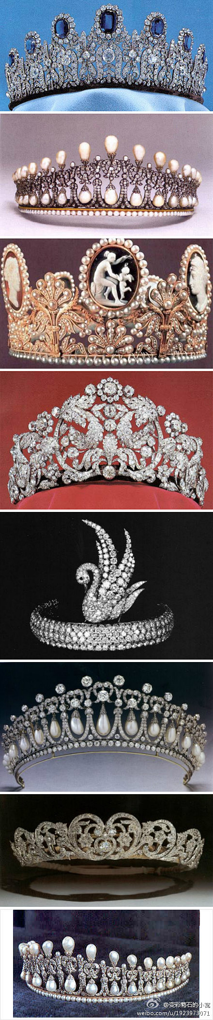 各国王妃皇冠这顶蓝宝石镶钻王冠也属于瑞典王后西尔维娅与之相配的有