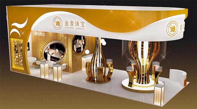珠宝展览会金象珠宝展台设计搭建 深圳珠宝展展位设计效果图