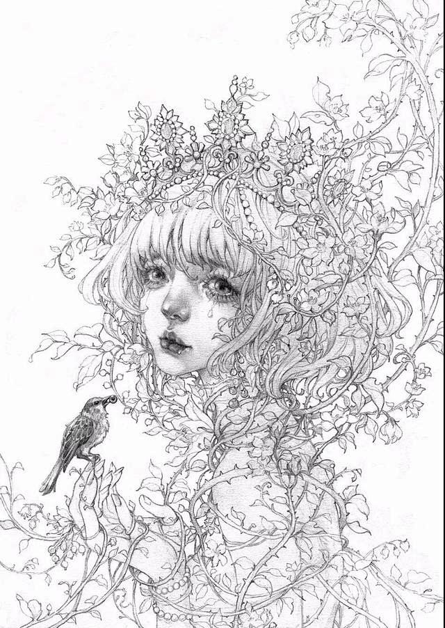 唯美古风半面妆插画有些容颜望一眼就终身思念她对古代的妆容