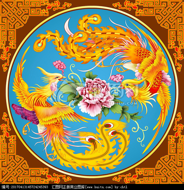 双凤牡丹