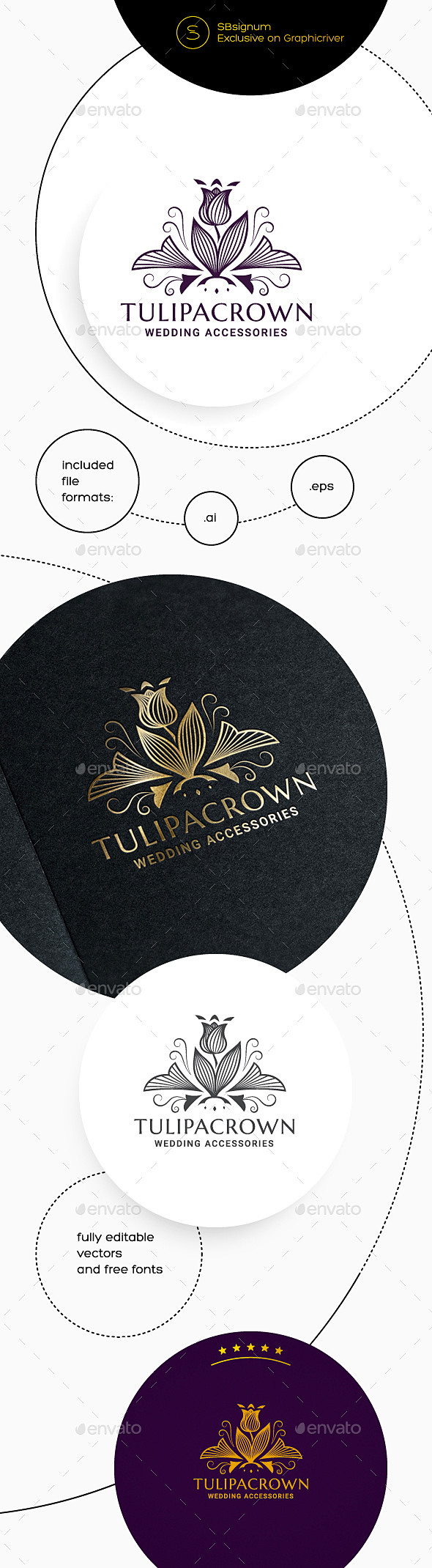 郁金香属皇冠标志模板——波峰标志模板tulipa crown logo template