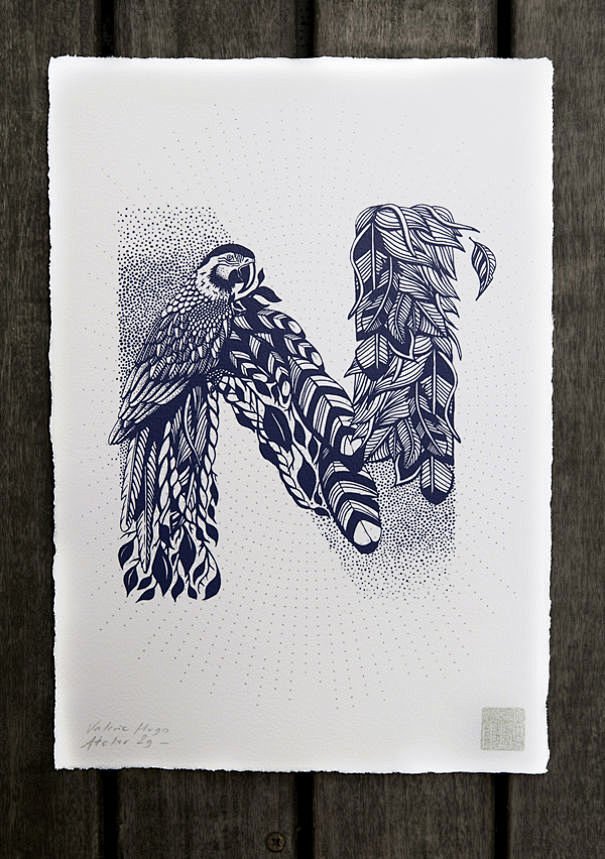 插画形式英文字母 字体设计 VALERIE HUGO,