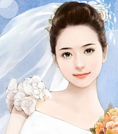 手绘现代美女白色