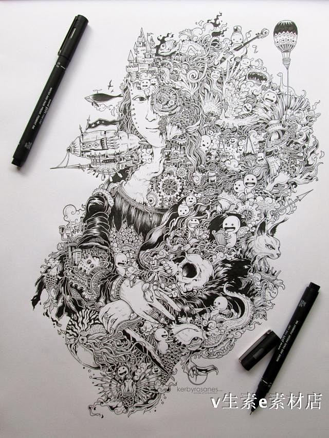 求此复杂黑白插画作者