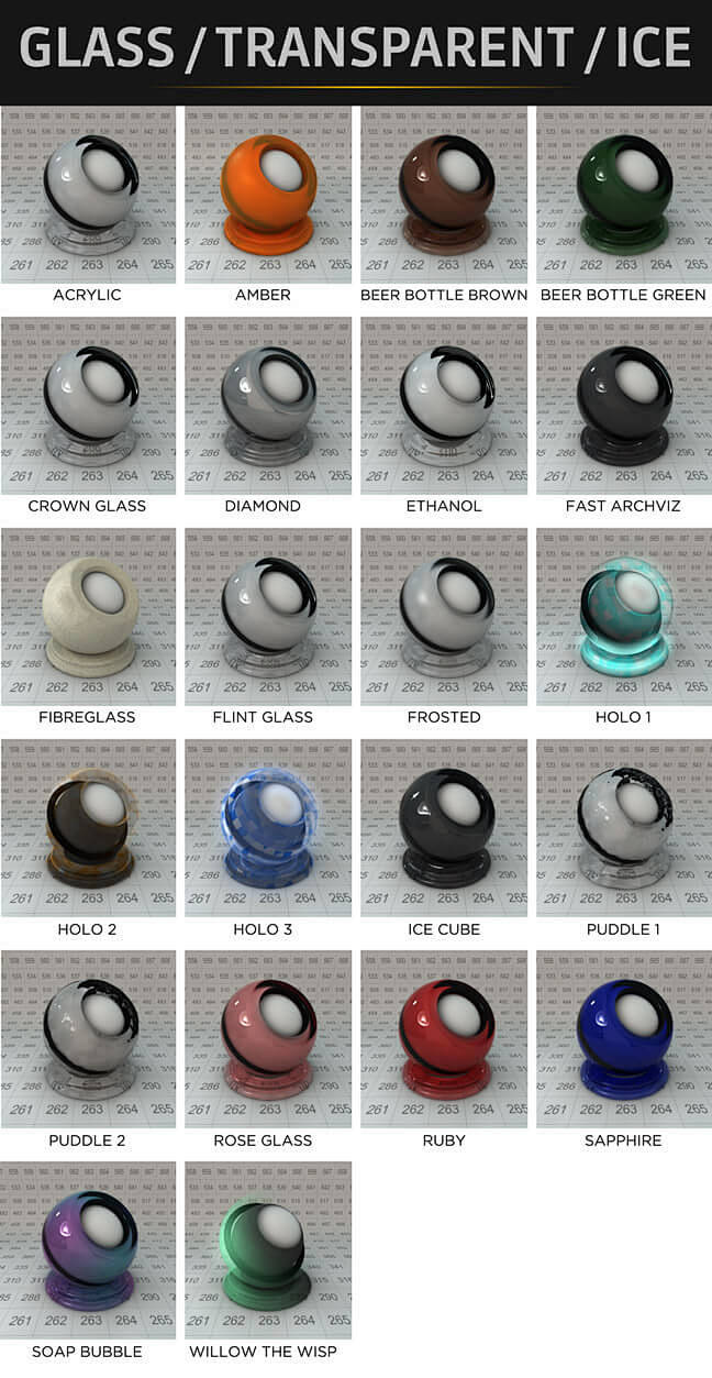 C4D材质预设包球金属玻璃石头墙砖汽车漆布