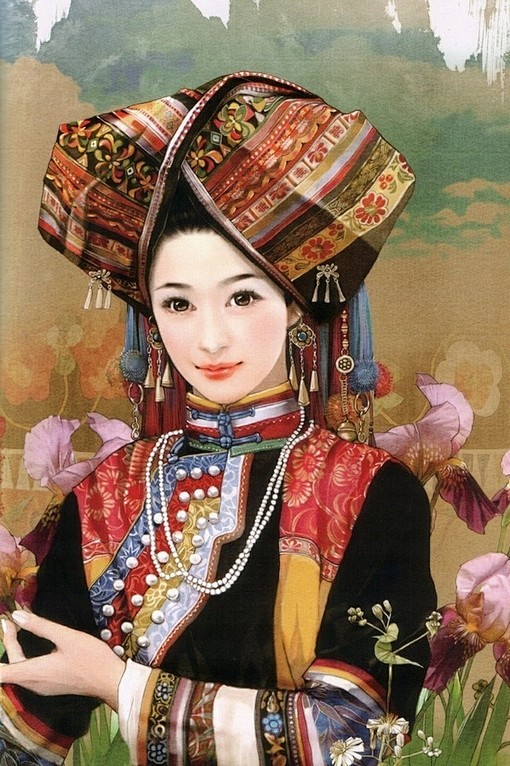 傈僳族手绘古典倾城中国风古风民族特色服装