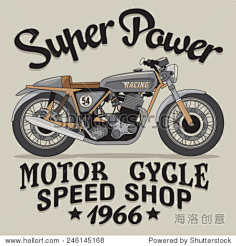 com 老式摩托车赛排版,t恤图形,向量 - 复古风格 - 站酷海洛创意正版