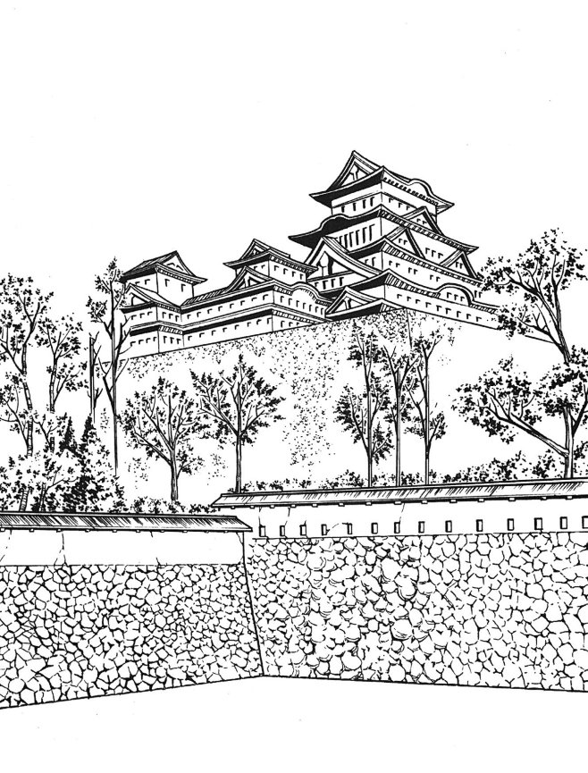 ur7md_喵了个咪从扫除屋转采于2017-04-07 08:11:35古代建筑黑白素材