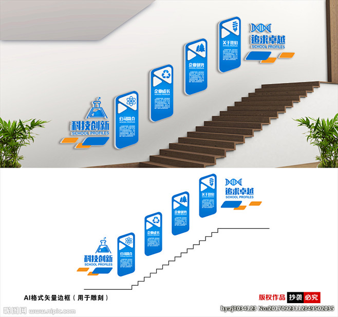 企业楼梯文化墙