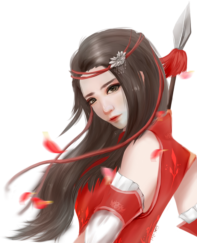 古代女红衣古风立绘透明素材橙光游戏人物sz