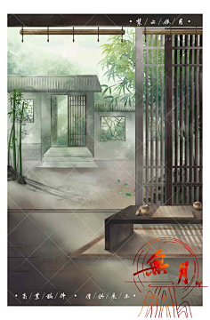 古风-花瓣网|陪你做生活的设计师 | 筑插画,庭院室内