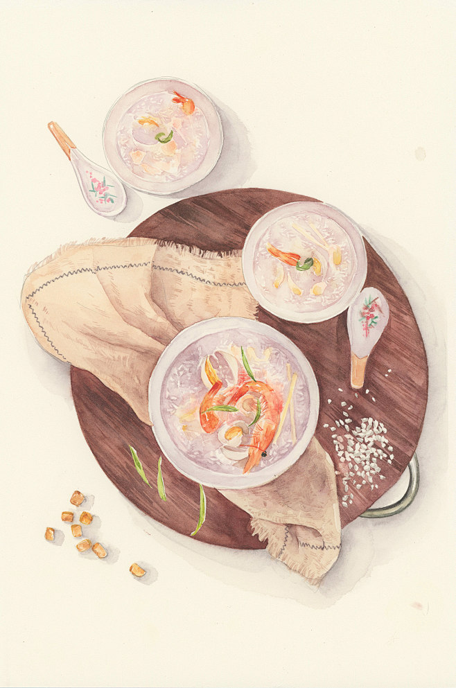 水彩美食插画已商用水彩美食插画作品