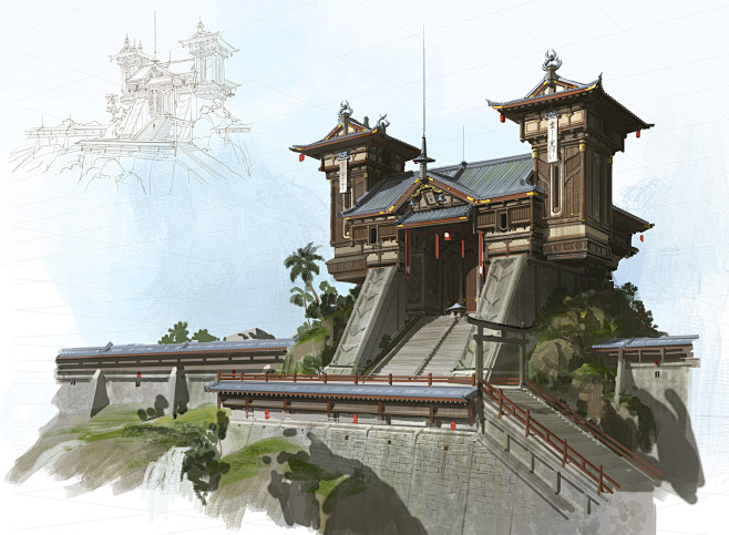 原画-场景-中国风-单体建筑