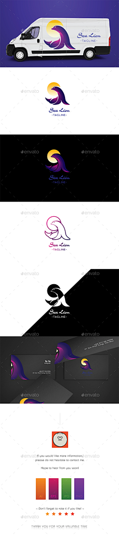 海狮的标志——动物标志模板sea lion logo   animals logo tem