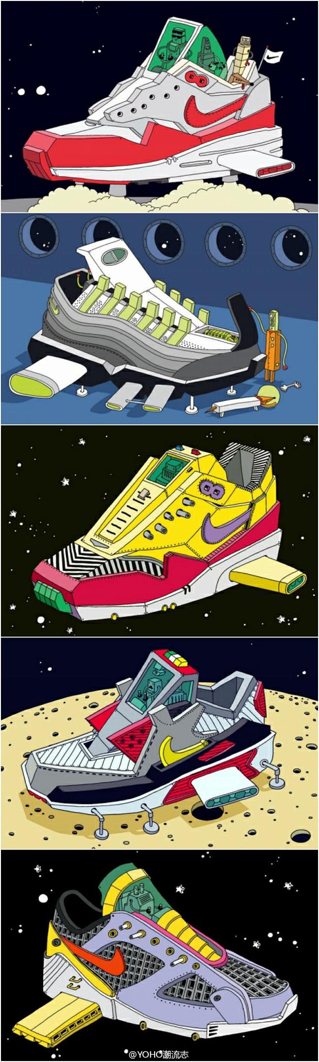 卡通图片在sneakers上画画耐克球鞋变飞船画nike球鞋改编成飞船动漫